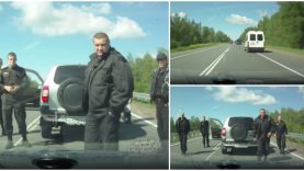 Polícia de choque russa lida mal com ultrapassagem de condutor e parte logo para o confronto… WTF!