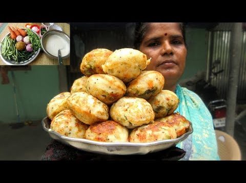 Cooking Vegetable Rice Flour Recipe | Vegetable Paniyaram | VILLAGE FOOD