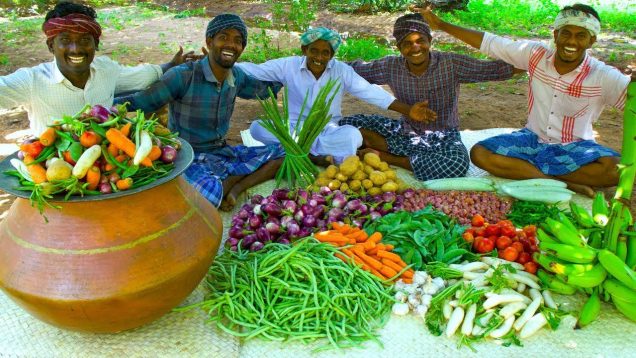 BIG VEGETARIAN RECIPE | BISI BELE BATH | Healthy Vegetables Recipe | Sambar Sadam Cooking In Village