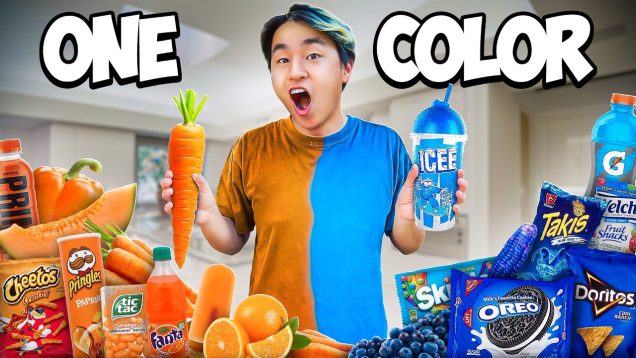 Eating Only ONE Color of Food for 24 Hours (Orange Vs Blue)