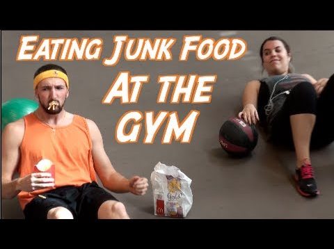 EATING JUNK FOOD AT THE GYM PRANK!!