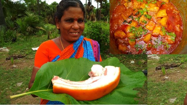 Cooking & Tasting Pork Belly Curry In My Village – Farm Fresh Pork Recipe – Indian Pork Recipes 2017
