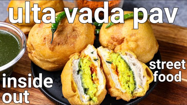 most popular ulta vada pav recipe – street style food | pav inside vada | inside out vada pav