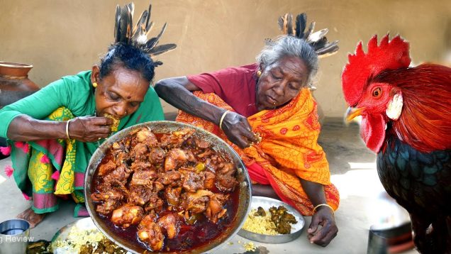 COUNTRY CHICKEN CURRY | Tribe grandmothers cooking delicious red country chicken | Morog Recipe